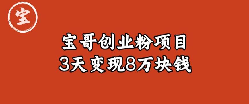 宝哥IP图文创业粉引流项目实战分享：单个账号3天涨粉1万，变现8万块钱（图文教程）【揭秘】-木石资源网