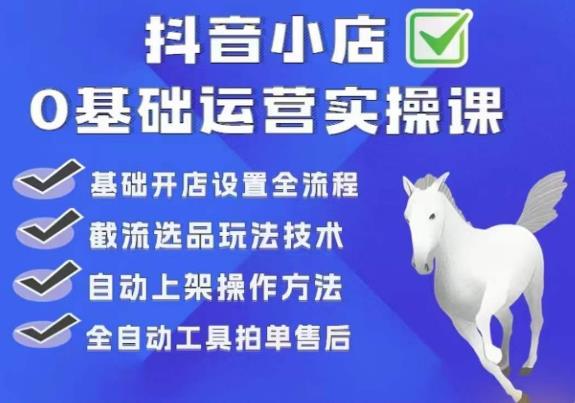 白马电商·0基础抖店运营实操课，基础开店设置全流程，截流选品玩法技术-木石资源网