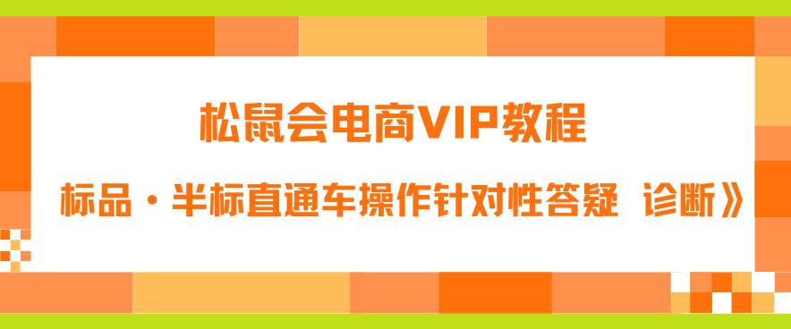 松鼠会电商VIP教程：松鼠《付费推广标品·半标直通车操作针对性答疑&诊断》-木石资源网