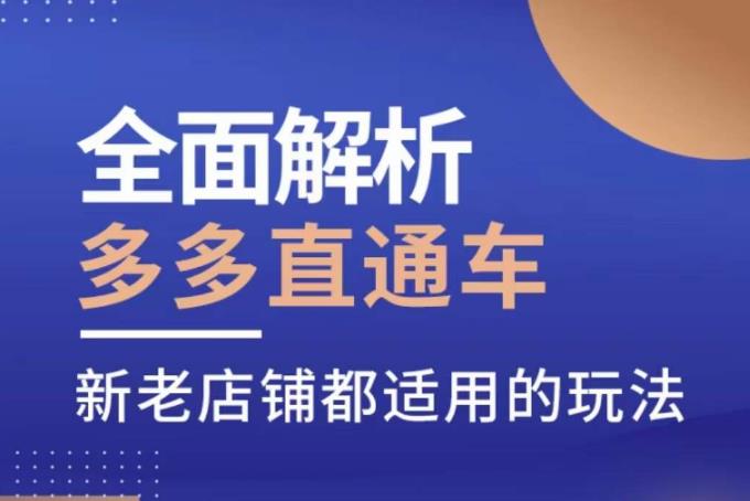 全面解析多多直通车，​新老店铺都适用的玩法-木石资源网
