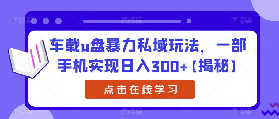 车载u盘暴力私域玩法，一部手机实现日入300+【揭秘】-木石资源网