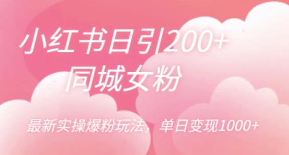 小红书日引200+同城女粉，最新实操爆粉玩法，单日变现1000+【揭秘】-木石资源网