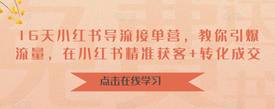 16天小红书导流接单营，教你引爆流量，在小红书精准获客+转化成交-木石资源网