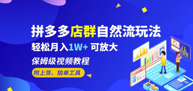 拼多多店群自然流玩法，轻松月入1W+保姆级视频教程（附上货、拍单工具）-木石资源网