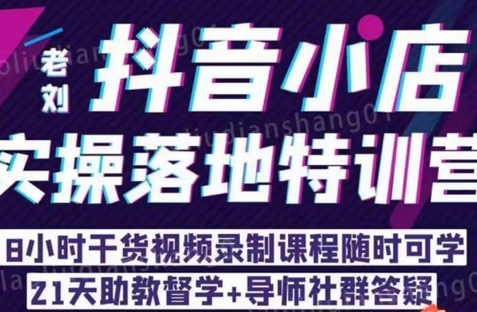 老刘·抖店商品卡流量，​抖音小店实操落地特训营，8小时干货视频录制课程随时可学-木石资源网