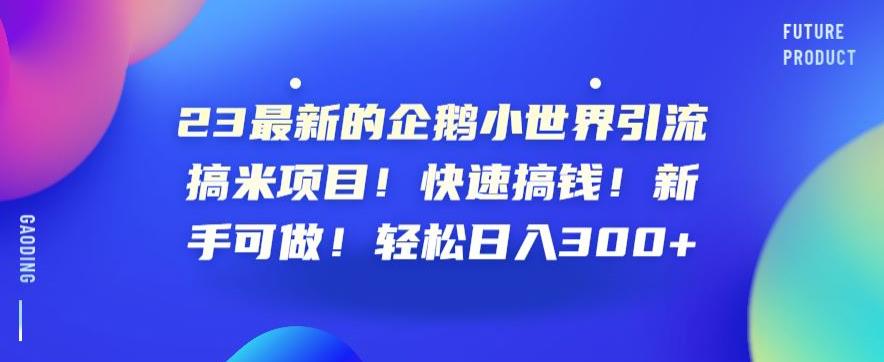23最新的企鹅小世界引流搞米项目！快速搞钱！新手可做！轻松日入300+【揭秘】-木石资源网