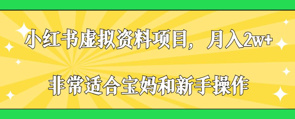 小红书虚拟资料项目，月入2w+，非常适合宝妈和新手操作【揭秘】-木石资源网