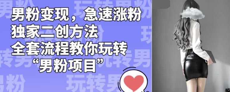 男粉变现，急速涨粉独家二创方法，全套流程教你玩转“男粉项目”【揭秘】-木石资源网