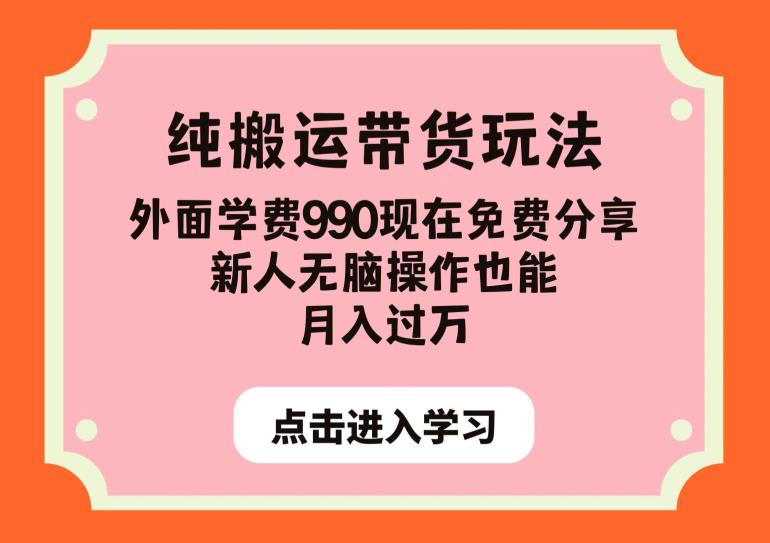纯搬运带货玩法，外面学费990现在免费分享，新人无脑操作也能月入过万【揭秘】-木石资源网