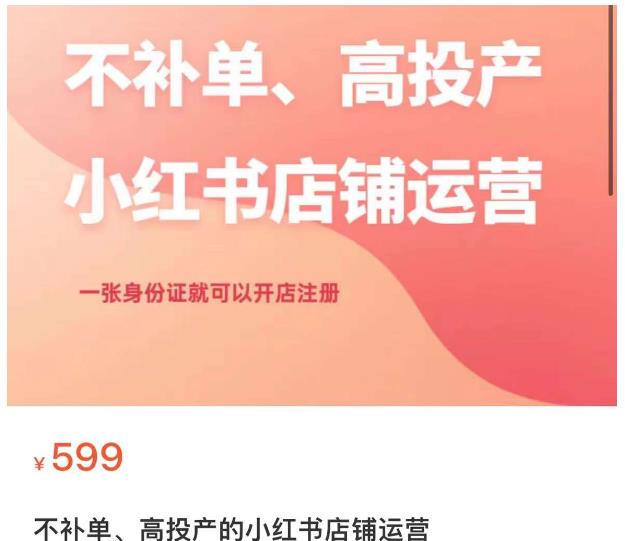 不补单、高投产的小红书店铺运营，一张身份证就可以开店注册-木石资源网