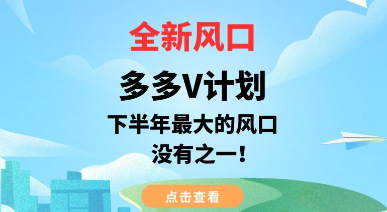 全新风口，多多V计划，下半年最大的风口项目，没有之一【揭秘】-木石资源网