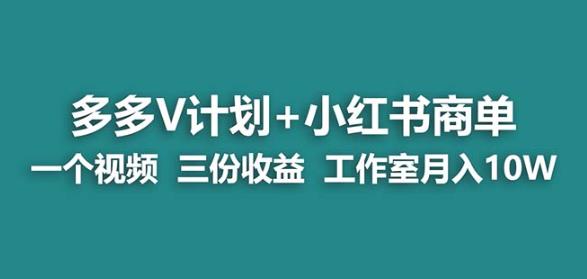 【蓝海项目】多多v计划+小红书商单一个视频三份收益工作室月入10w-木石资源网