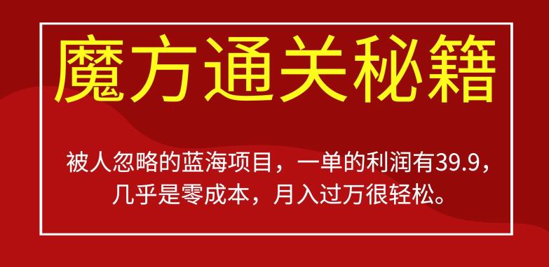 被人忽略的蓝海项目，魔方通关秘籍，一单的利润有39.9，几乎是零成本，月入过万很轻松【揭秘】-木石资源网