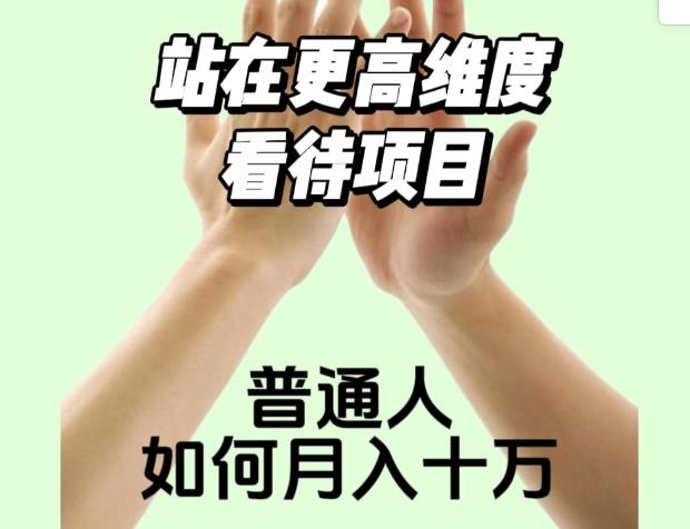 2023最火项目：站在更高维度看待项目，普通人如何月入十万【揭秘】-木石资源网