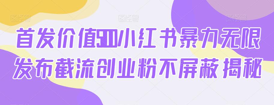 首发价值5100小红书暴力无限发布截流创业粉不屏蔽揭秘-木石资源网