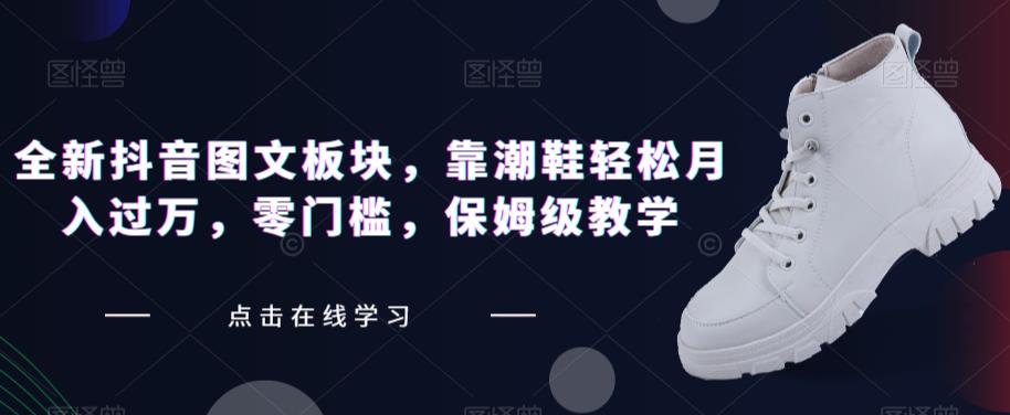 全新抖音图文板块，靠潮鞋轻松月入过万，零门槛，保姆级教学【揭秘】-木石资源网