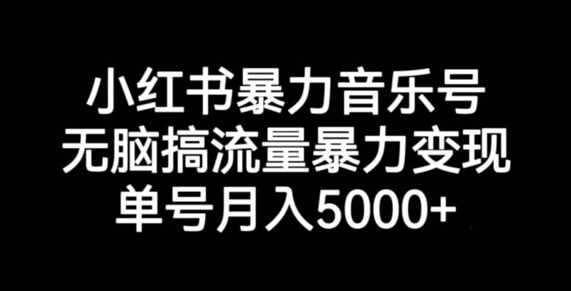 小红书暴力音乐号，无脑搞流量暴力变现，单号月入5000+-木石资源网