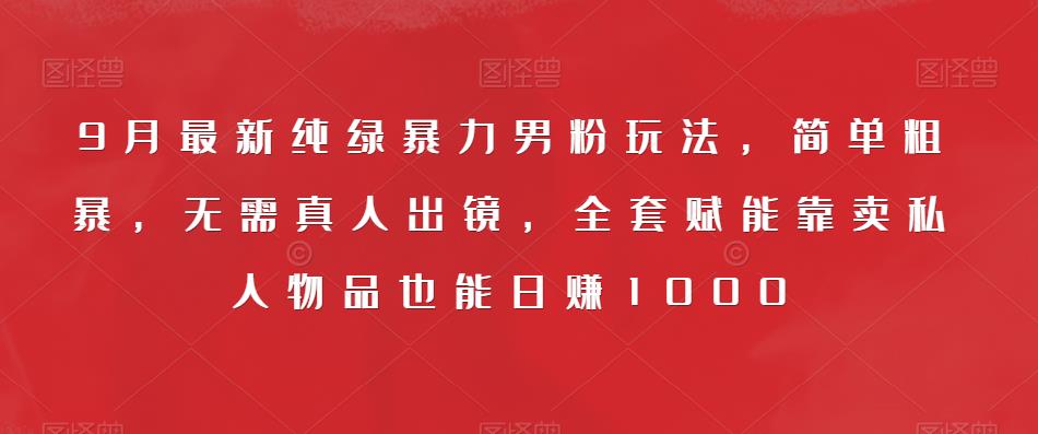9月最新纯绿暴力男粉玩法，简单粗暴，无需真人出镜，全套赋能靠卖私人物品也能日赚1000-木石资源网