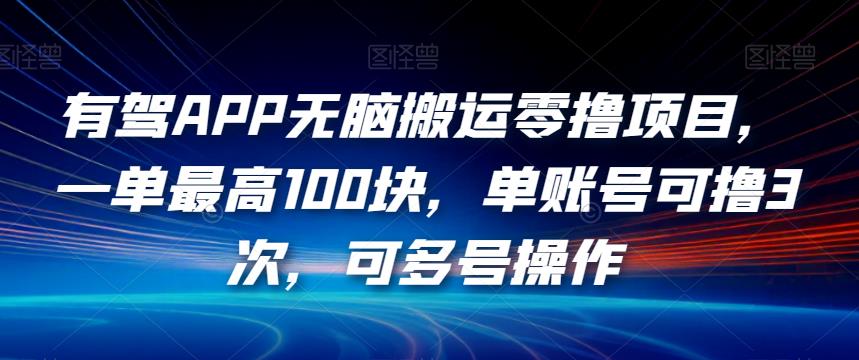 有驾APP无脑搬运零撸项目，一单最高100块，单账号可撸3次，可多号操作【揭秘】-木石资源网