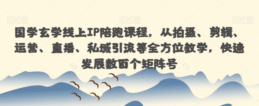 国学玄学线上IP陪跑课程，从拍摄、剪辑、运营、直播、私域引流等全方位教学，快速发展数百个矩阵号-木石资源网
