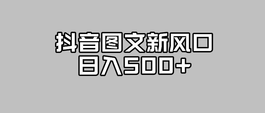 抖音图文最新风口，流量扶持非常高，日入500+【揭秘】-木石资源网