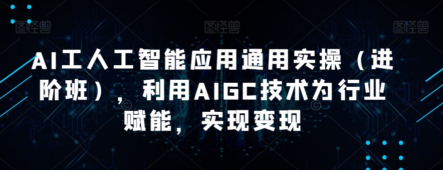 AI工人工智能应用通用实操（进阶班），利用AIGC技术为行业赋能，实现变现-木石资源网