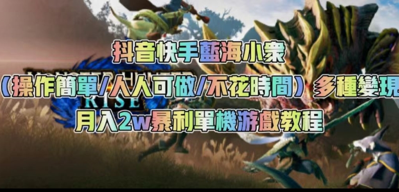 抖音快手蓝海小众（操作简单人人可做不花时间）多种变现月入2w＋暴利单机游戏教程-木石资源网