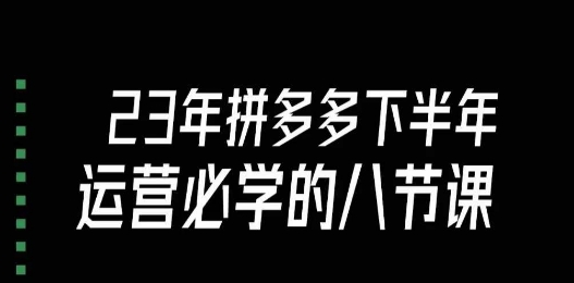 大牙·23年下半年拼多多运营必学的八节课（18节完整）-木石资源网