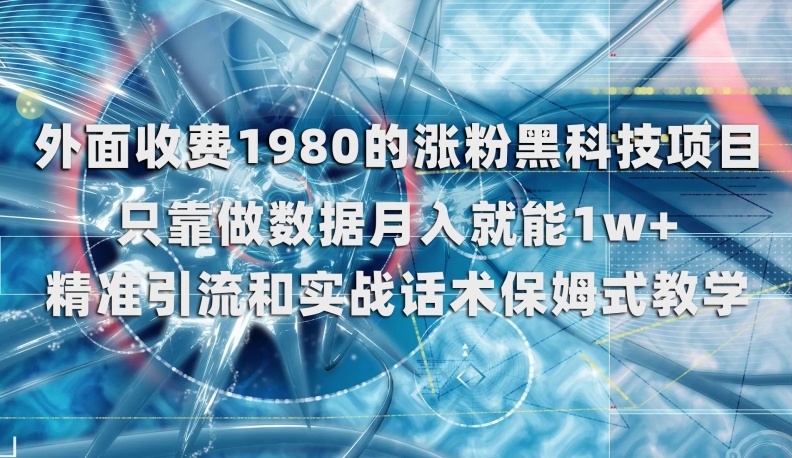 外面收费1980的涨粉黑科技项目，只靠做数据月入就能1w+【揭秘】-木石资源网