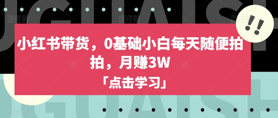小红书带货，0基础小白每天随便拍拍，月赚3W【揭秘】-木石资源网