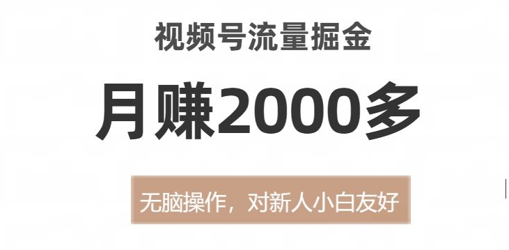 视频号流量掘金，无脑操作，对新人小白友好，月赚2000多【揭秘】-木石资源网
