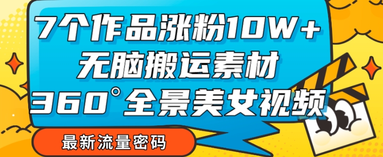 7个作品涨粉10W+，无脑搬运素材，全景美女视频爆款玩法分享【揭秘】-木石资源网