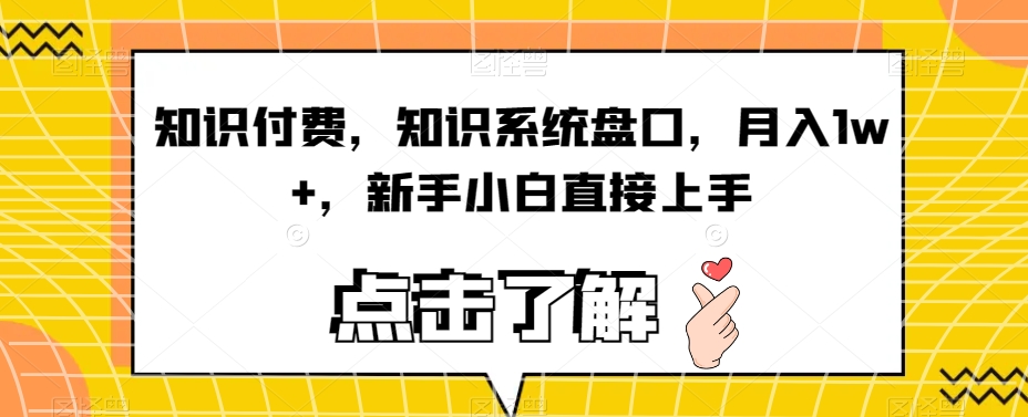 知识付费，知识系统盘口，月入1w+，新手小白直接上手-木石资源网