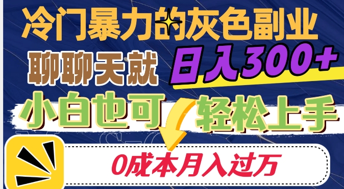 冷门暴利的副业项目，聊聊天就能日入300+，0成本月入过万【揭秘】-木石资源网