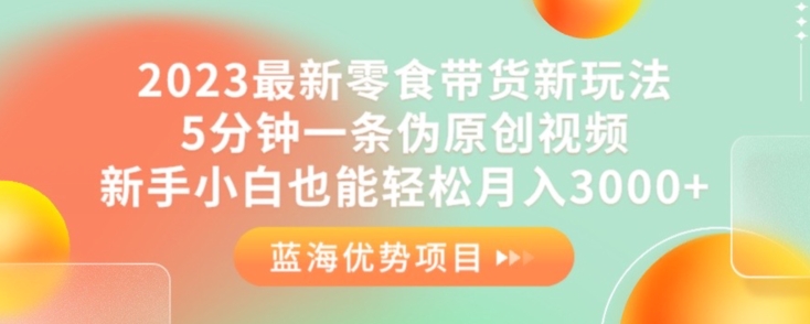 2023最新零食带货新玩法，5分钟一条伪原创视频，新手小白也能轻松月入3000+【揭秘】-木石资源网