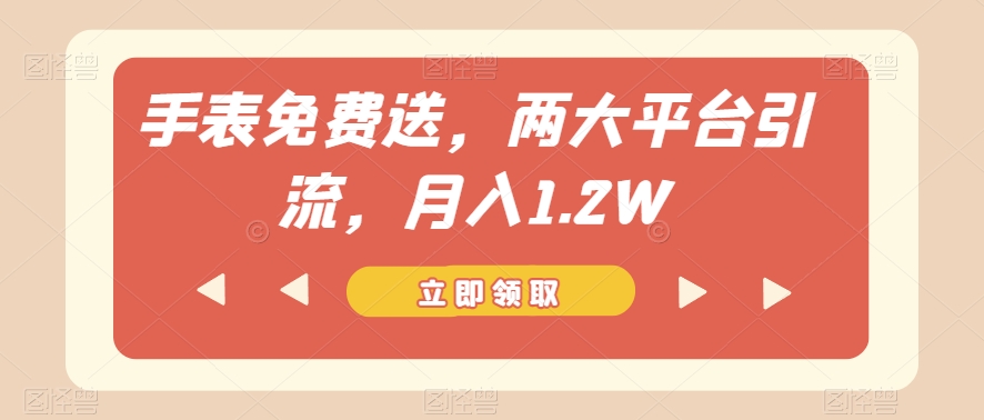 手表免费送，两大平台引流，月入1.2W【揭秘】-木石资源网
