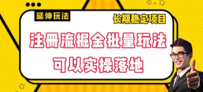 注册流掘金批量玩法，可以实操落地【揭秘】-木石资源网