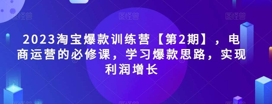 2023淘宝爆款训练营【第2期】，电商运营的必修课，学习爆款思路，实现利润增长-木石资源网