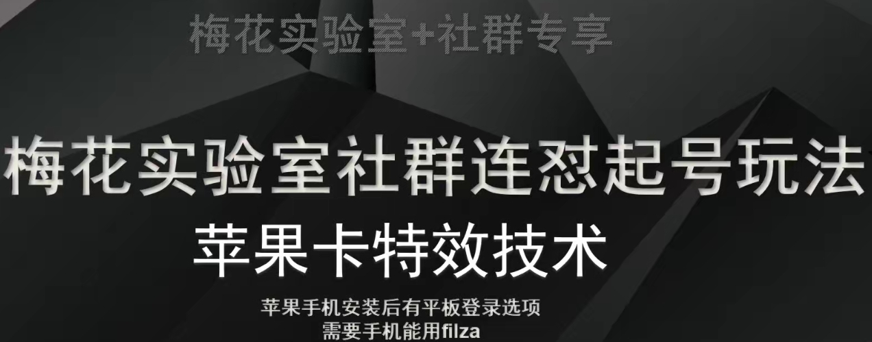 梅花实验室社群视频号连怼起号玩法，最新苹果卡特效技术-木石资源网