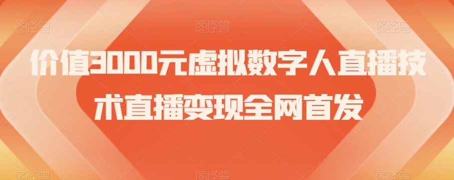 价值3000元虚拟数字人直播技术直播变现全网首发【揭秘】-木石资源网