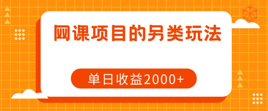 网课项目的另类玩法，单日收益2000+【揭秘】-木石资源网