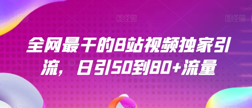 全网最干的B站视频独家引流，日引50到80+流量【揭秘】-木石资源网