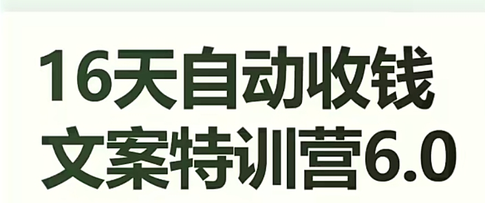 16天自动收钱文案特训营6.0，学会儿每天自动咔咔收钱-木石资源网