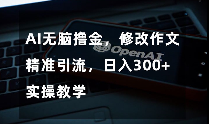 AI无脑撸金，修改作文精准引流，日入300+，实操教学【揭秘】-木石资源网