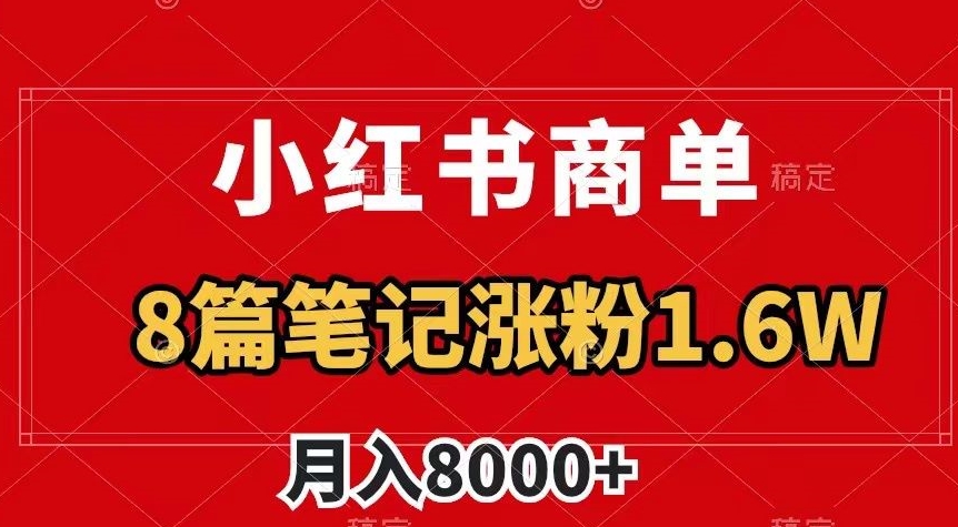 小红书商单最新玩法，8篇笔记涨粉1.6w，作品制作简单，月入8000+【揭秘】-木石资源网