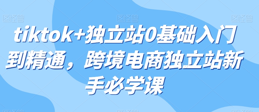 tiktok+独立站0基础入门到精通，跨境电商独立站新手必学课-木石资源网