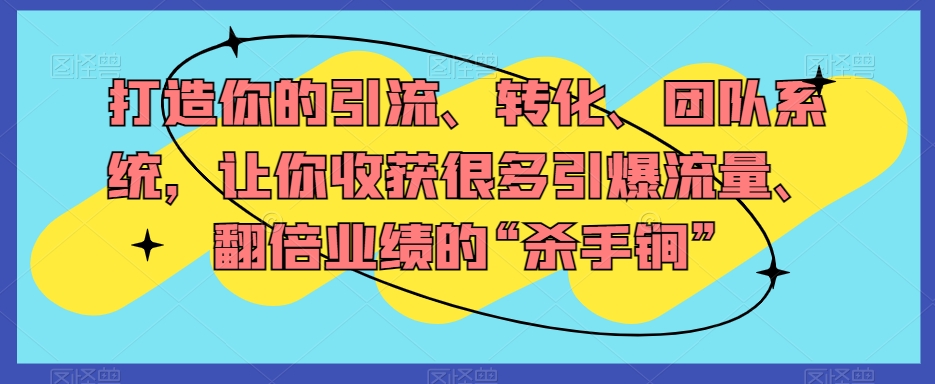 打造你的引流、转化、团队系统，让你收获很多引爆流量、翻倍业绩的“杀手锏”-木石资源网