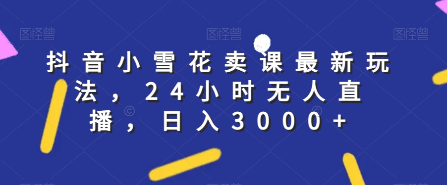 抖音小雪花卖课最新玩法，24小时无人直播，日入3000+【揭秘】-木石资源网