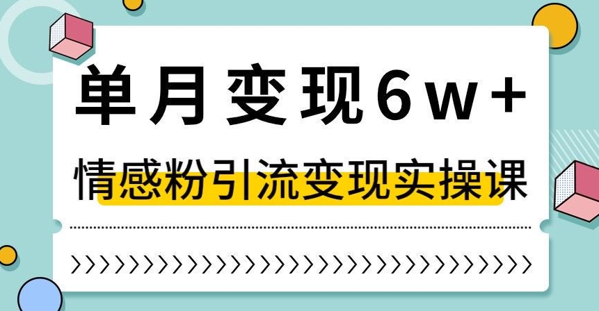 单月变现6W+，抖音情感粉引流变现实操课，小白可做，轻松上手，独家赛道【揭秘】-木石资源网