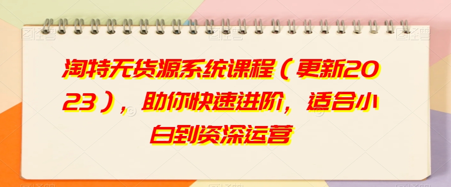淘特无货源系统课程（更新2023），助你快速进阶，适合小白到资深运营-木石资源网